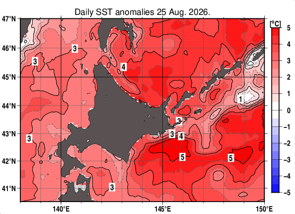 海水温平年差 2026年08月25日